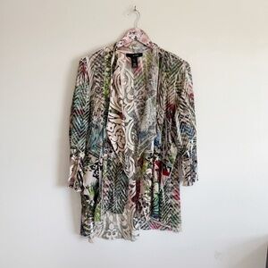 ALI MILES Burnout Floral Open Front Cardigan Lightweight Topper M Medium